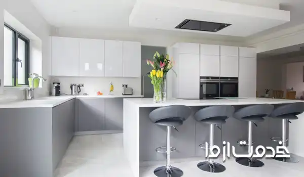 کابینت هایگلاس سفید طوسی