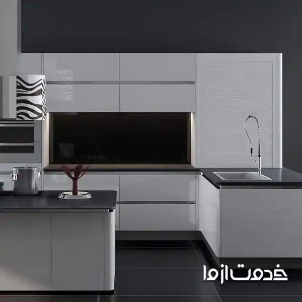 کابینت های گلاس سفید مشکی