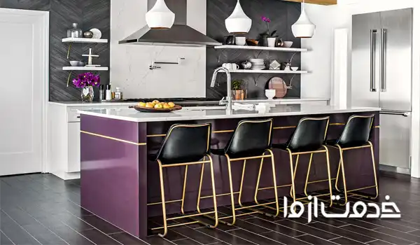 کابینت های گلاس سفید بنفش