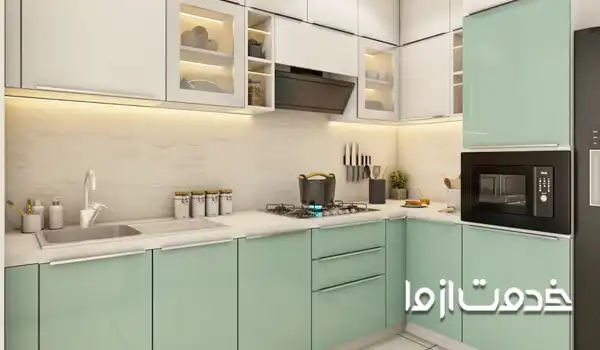 کابینت های گلاس سفید سبز