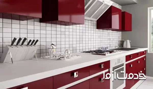 کابینت های گلاس سفید قرمز