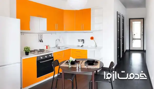 کابینت های گلاس سفید نارنجی