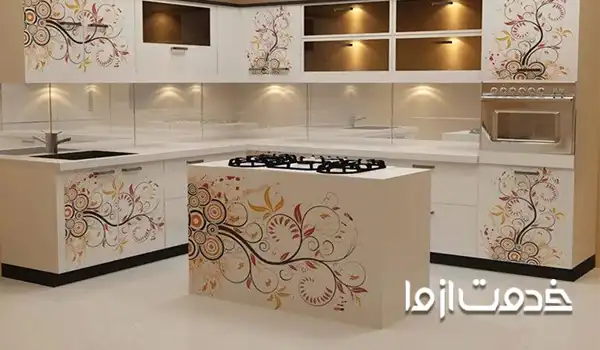کابینت های گلاس سفید طرح دار