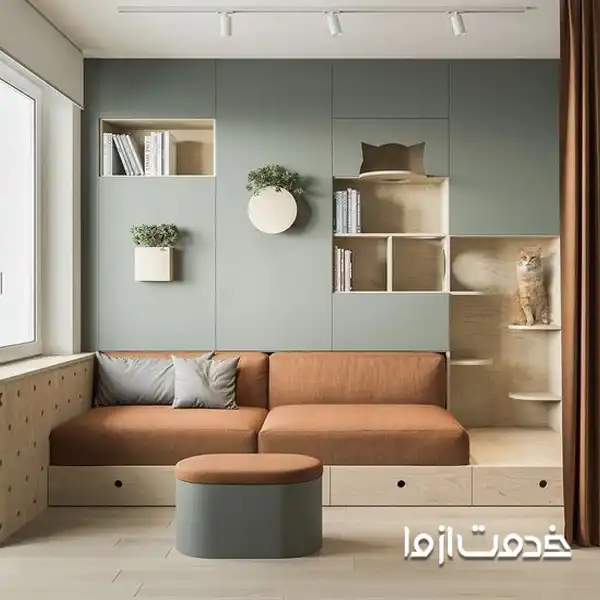 کمد دیواری پذیرایی چوبی