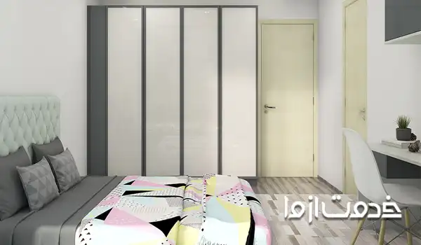 ترکیب رنگ خنثی برای کمد دیواری اتاق خواب