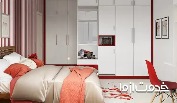 ترکیب رنگ سفید با حاشیه رنگی برای کمد دیواری 