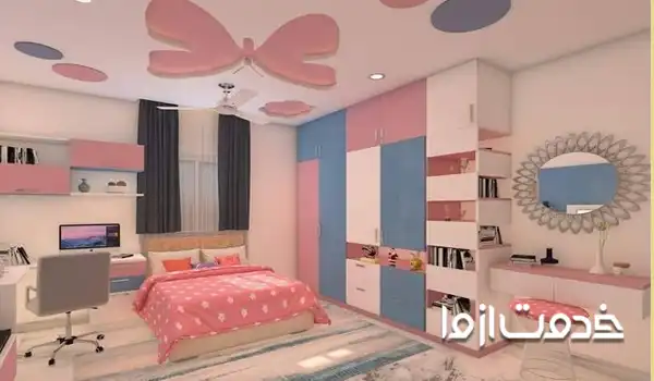 ترکیب رنگ کمد دیواری یاسی و سفید