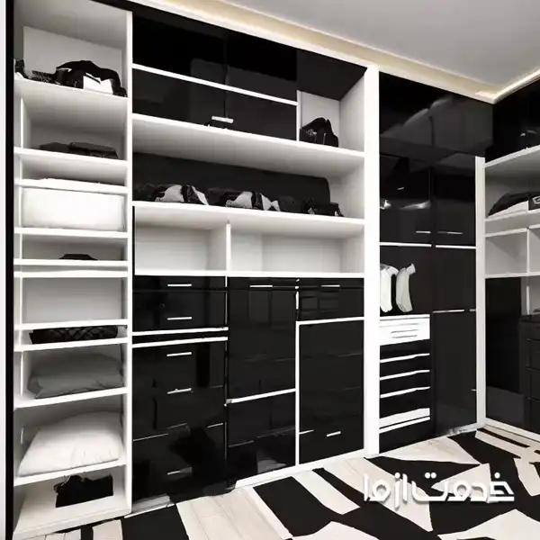 ترکیب رنگ کمد دیواری سیاه و سفید