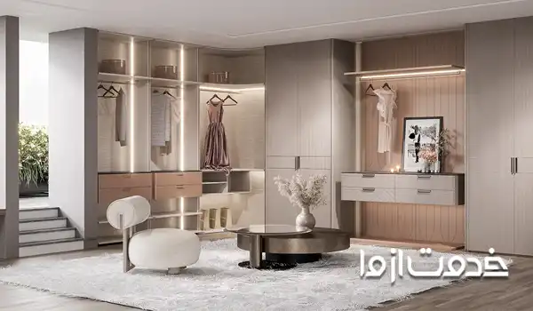 ترکیب رنگ مونوکروم برای کمد دیواری اتاق خواب زوج