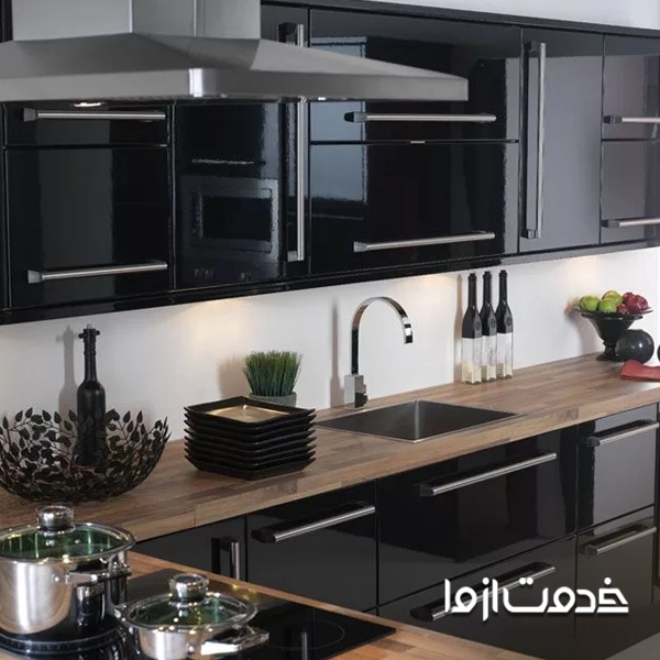 مشکی و خاکستری بهترین ترکیب رنگ کابینت های گلاس