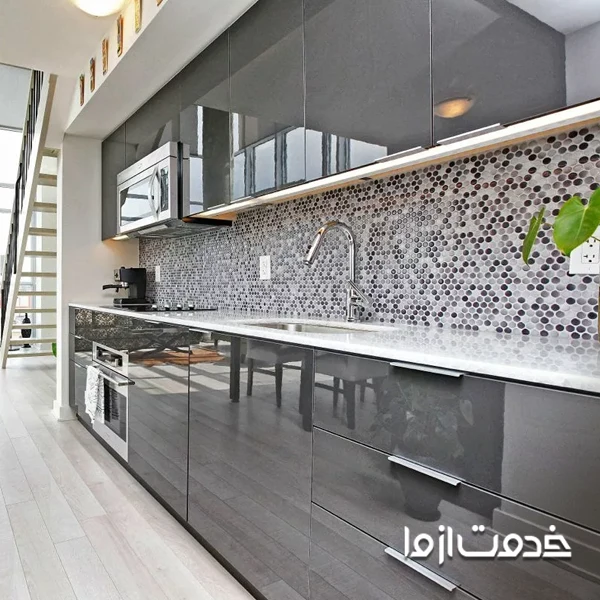 کابینت های گلاس خاکستری