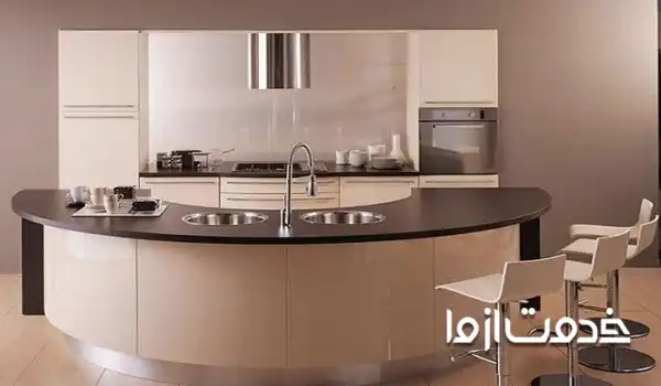 کابینت منحنی رنگ بژ