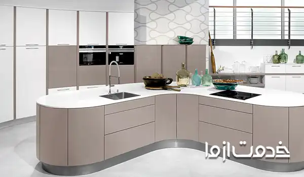 دکوراسیون آشپزخانه کابینت خمیده