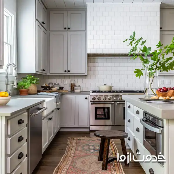 ایده کابینت در دو طرف اشپزخانه مستطیلی شکل