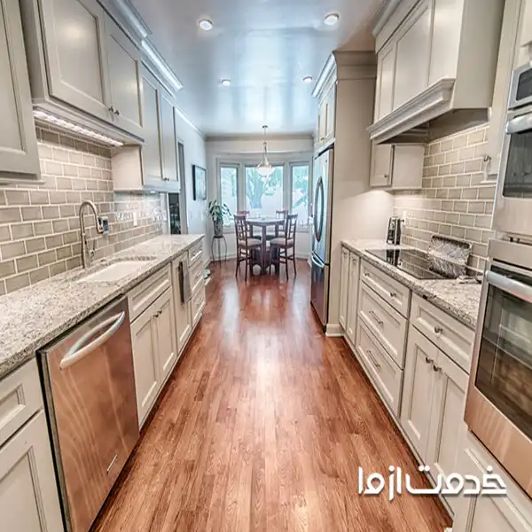 مدل کابینت در دو طرف آشپزخانه طولی