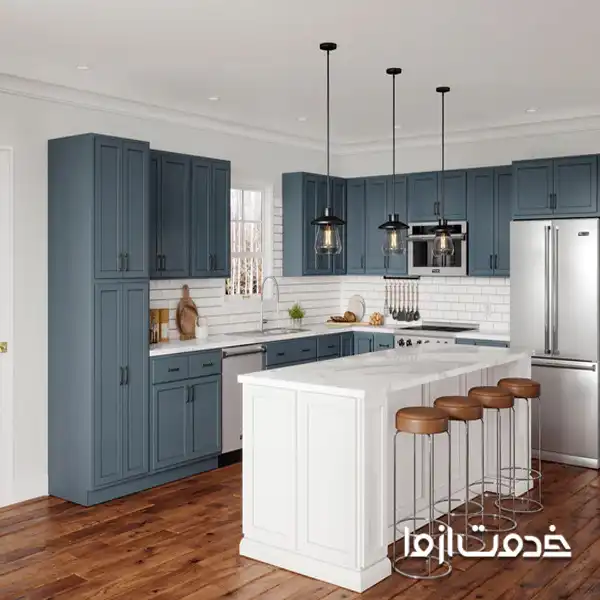 مدل کابینت آشپزخانه طولی طرح L