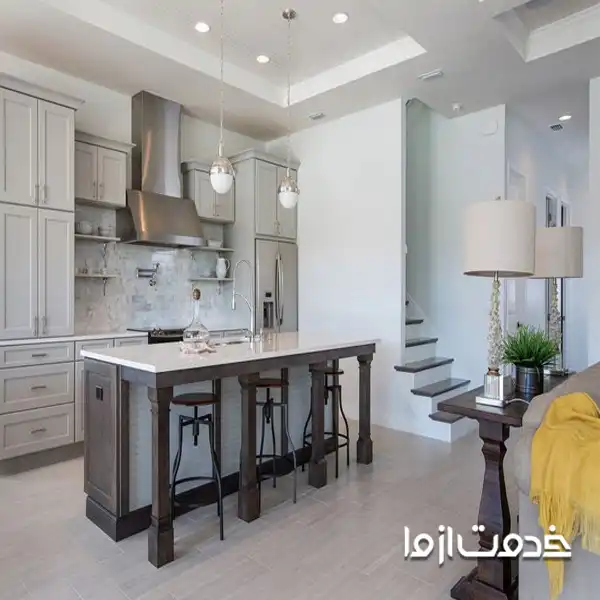 طراحی کابینت آشپزخانه مستطیل خطی یک طرفه