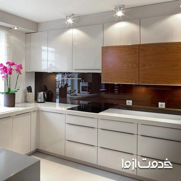 طراحی کابینت آشپزخانه مدرن صفحه تخت