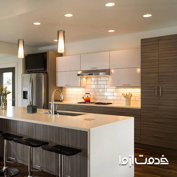 نورپردازی سقفی در طراحی سبک کابینت مدرن