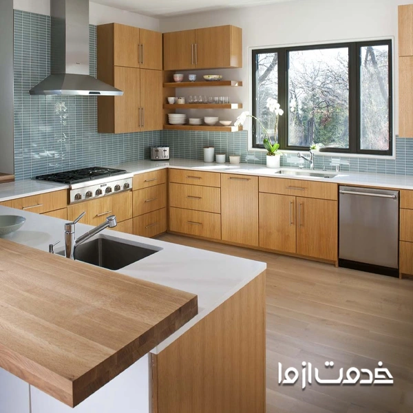 کابینت مدرن چوبی با چوب بلوط