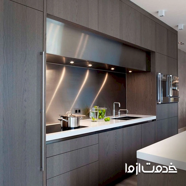 کابینت مدرن آشپزخانه با چوب گیلاس