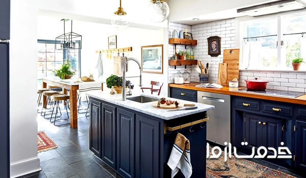 جزیره کابینت نئوکلاسیک کوچک با سینک 