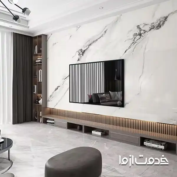 سنگ مرمر برای تزیین دیوار پشت تلویزیون 