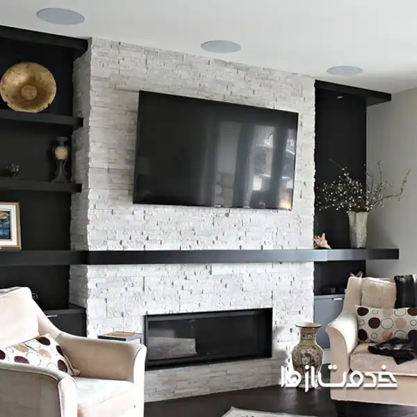 جدیدترین دکور تلویزیون با سنگ تراورتن