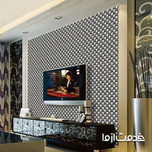 طراحی تی وی وال با آیینه های موزاییکی