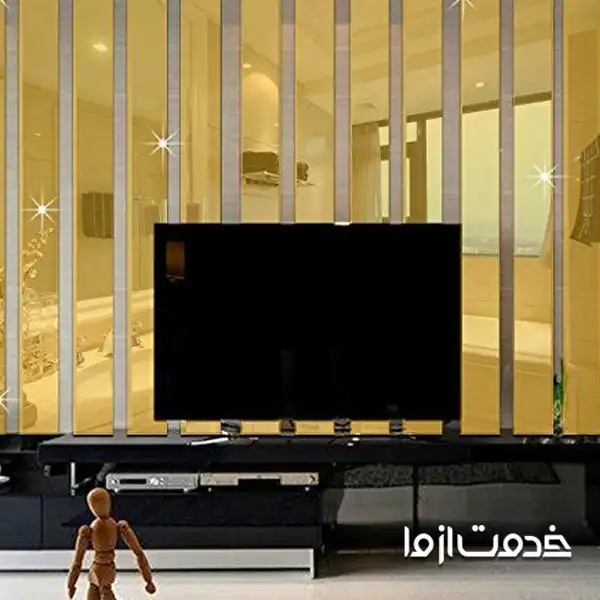 تزیین دیوار پشت تلویزیون با آینه های چندتکه