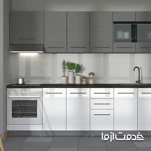 کابینت سفید طوسی جدید هایگلاس