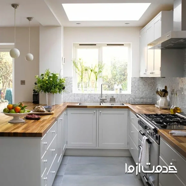 مدل کابینت برای آشپزخانه های پنجره دار