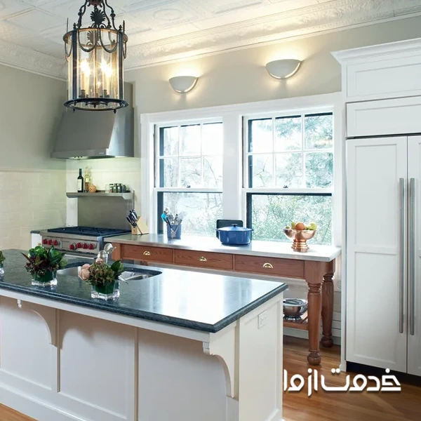 کابینت آشپزخانه با دو پنجره