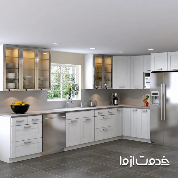 مدل کابینت L با رنگ سفید