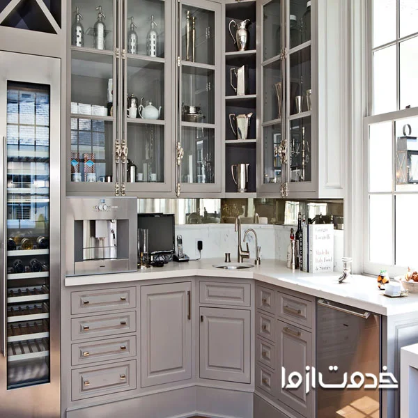 ایده برای کابینت ال با رنگ طوسی