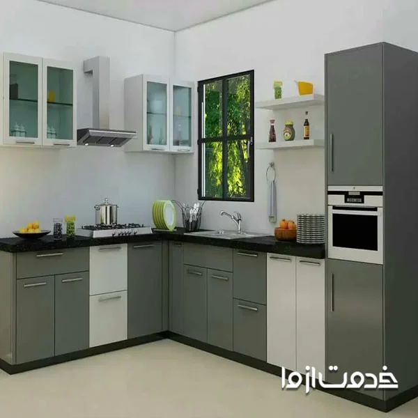 بهترین ترکیب رنگ برای کابینت شکل L