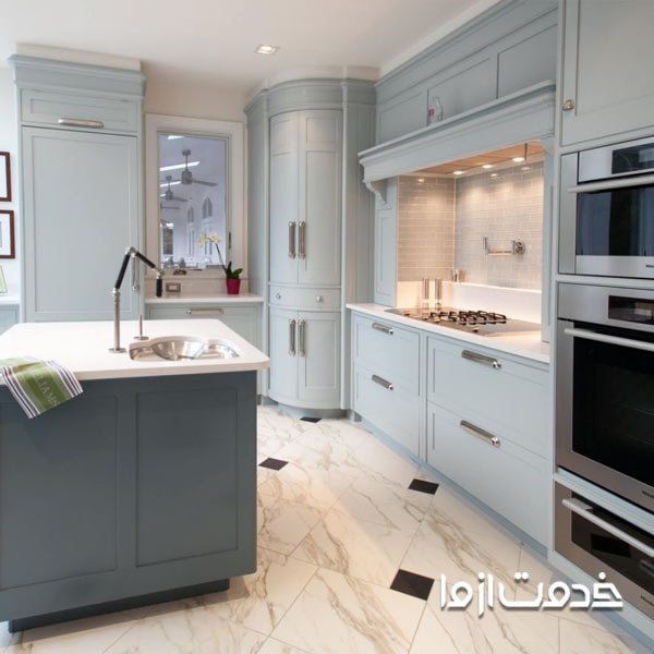 طراحی کابینت ال با شکل منحنی