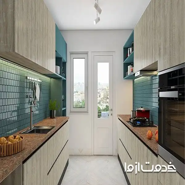 اصول طراحی کابینت آشپزخانه دو طرفه