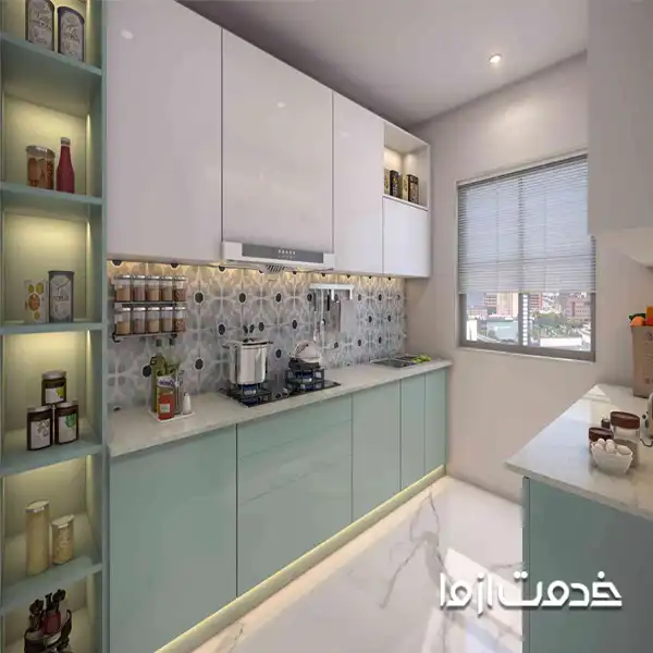 انواع طرح مدرن برای کابینت آشپزخانه دو طرفه 
