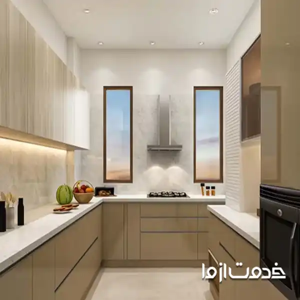 مدل کابینت دو طرفه آشپزخانه کوچک