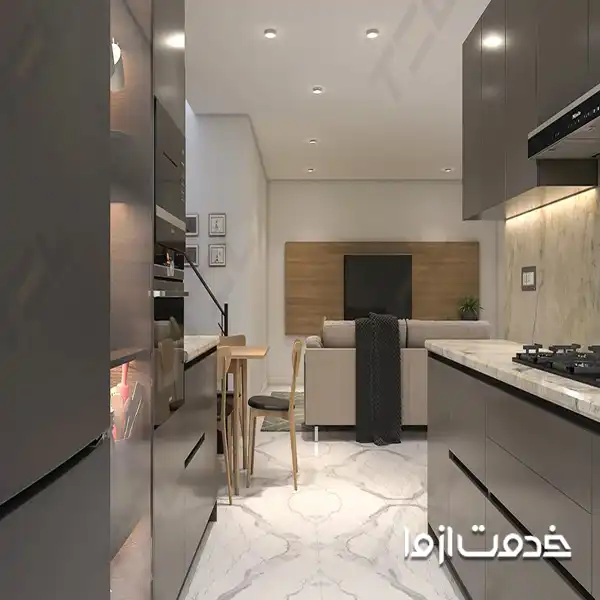 کابینت جدید آشپزخانه کوچک طرح دو طرفه