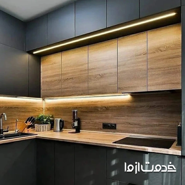 نورپردازی در کابینت پلکانی جدید