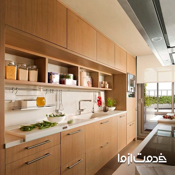 زیبایی کابینت چوب طبیعی