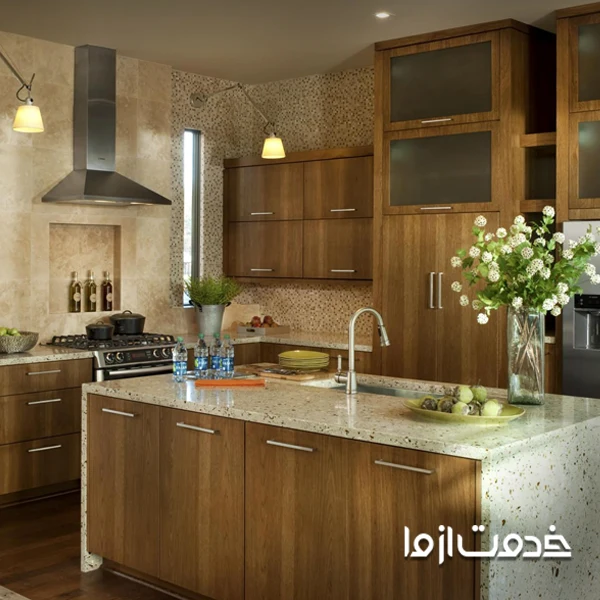 کابینت چوبی ساده برای آشپزخانه