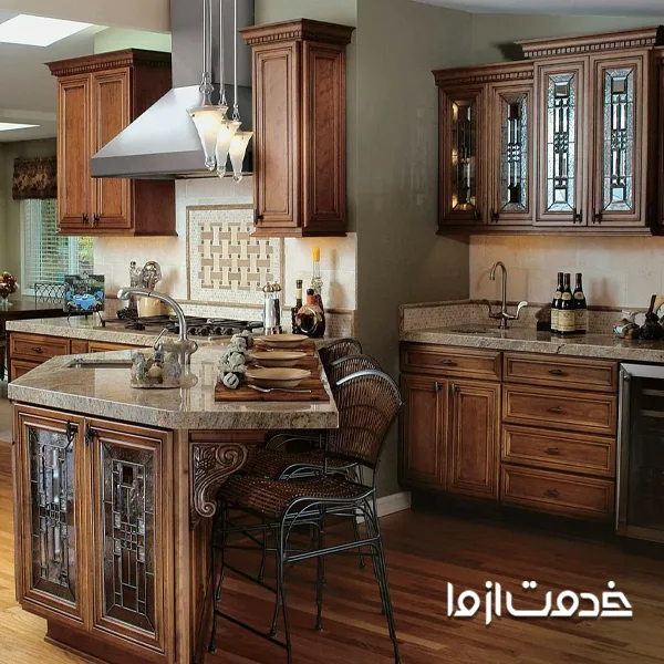 کابینت چوبی آشپزخانه کلاسیک