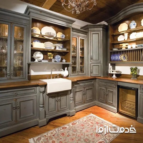 کابینت چوب طبیعی به سبک کلاسیک