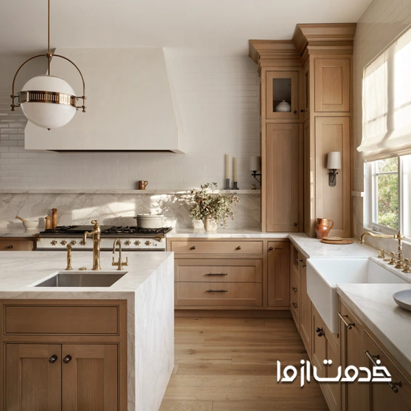 کابینت چوبی روشن نئوکلاسیک