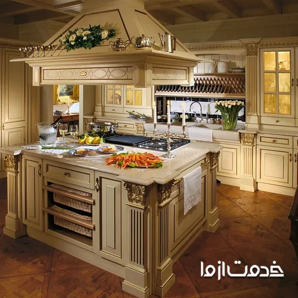 کابینت چوب طبیعی به سبک رومی