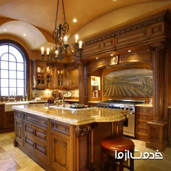 مدل کابینت چوبی رنگ قهوه ای