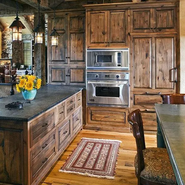 کابینت آشپزخانه روستیک چوبی